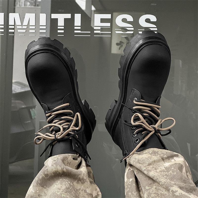 Martin Boots Herren Winter Samt Paar Schuhe Plateau Reißverschluss Lässig Erhöhend Werkzeugstiefel 7429-Q