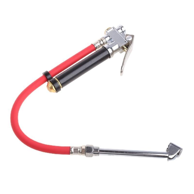 Heavy Duty 10-120 PSI Bayonet Style Inflator Gauge with Hose and 'Straight On' Chuck Wheel Tire Air Compressors