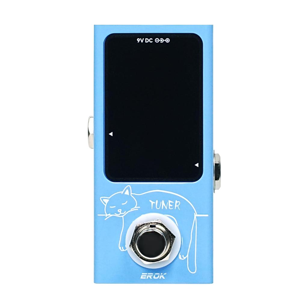 EROK Mini Tuner Pedal Compact Size Electric Guitar Bass Pitch LED Indicator True Bypass