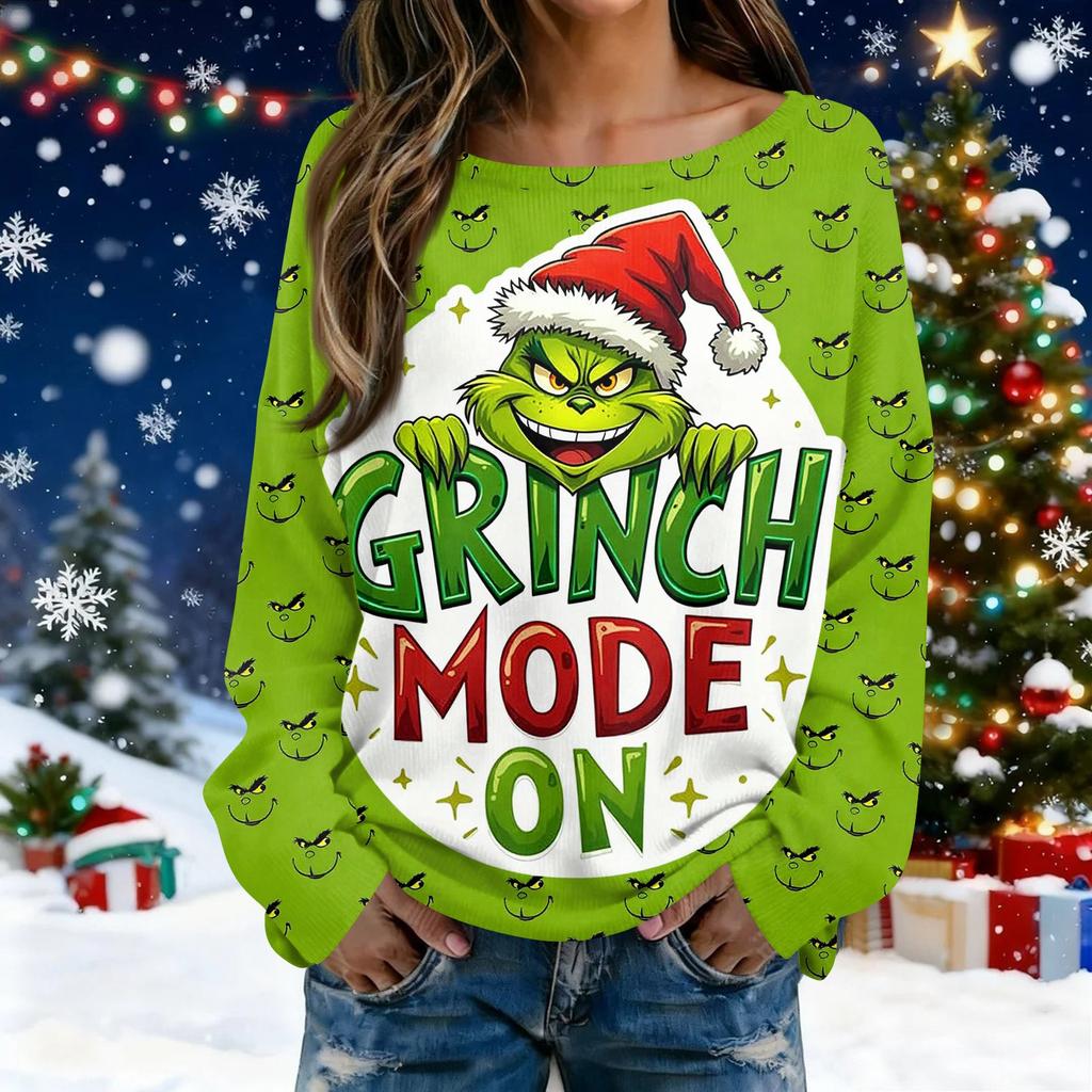 Julegensere for kvinner Strikkegenser Søt skjorte Høst Rund hals Genser Topper