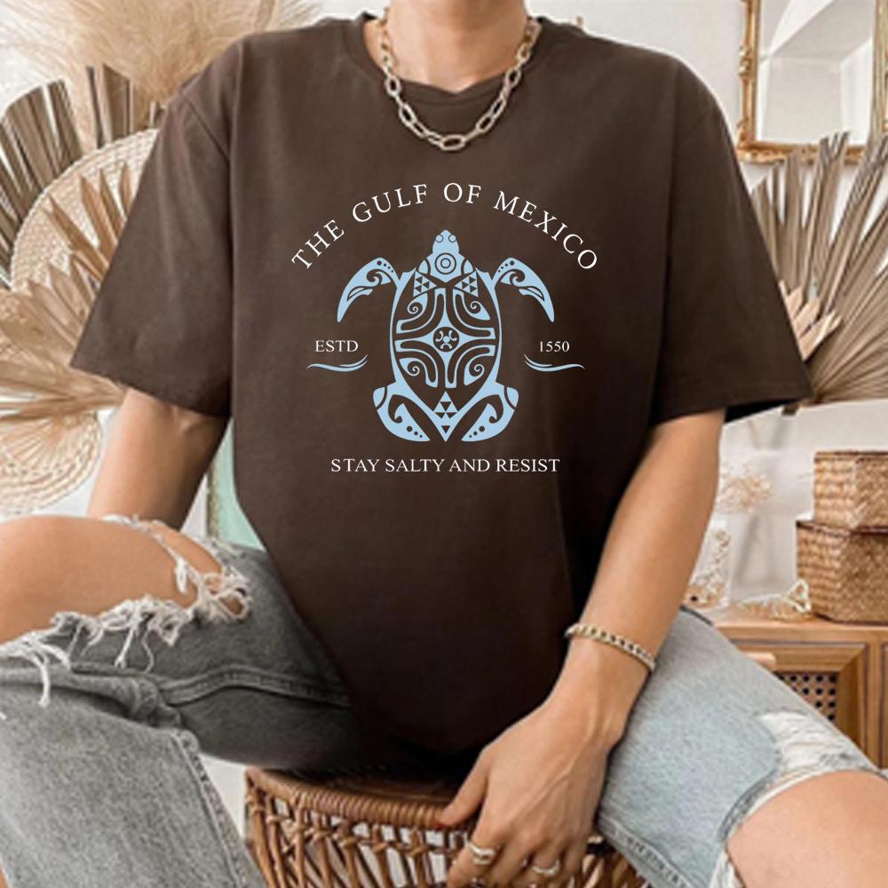 The Gulf of Mexico T-Shirt Gulf Coast Shirt Men Women Stay Salty and Resist T Shirts Trendy Unisex Casual Summer Beach Tshirt