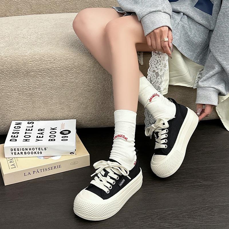 Ice silk mesh canvas shoes women's summer new platform white shoes women's ugly cute big head doll shoes women