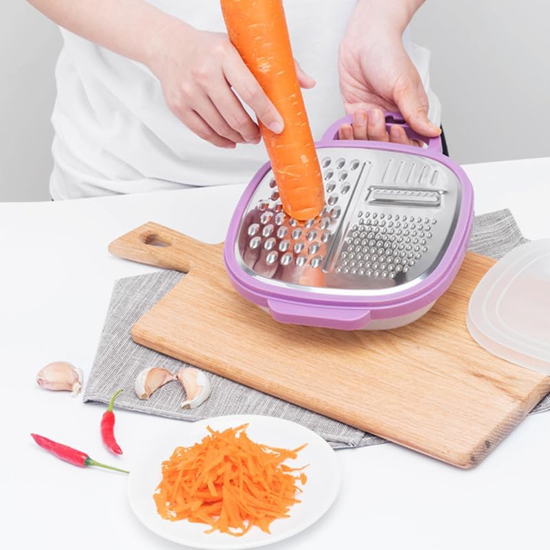 DOITOOL Cheese Grater with Container, Cheese Grater with Handle for Kitchen Box