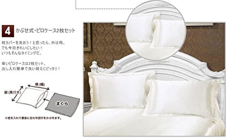 Duvet Cover Solid Silk and Soy Protein Fiber Fitted White 4-Piece Set, Double, Color, (Duvet Cover, Sheet, Pillowcases), [Used]