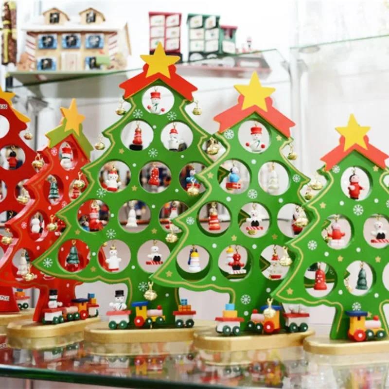 Creative DIY Wooden Christmas Tree Window Shop Mall Desktop Display Props Ornament Christmas Home Craft Holiday Gifts Decoration