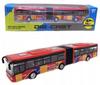 Red Metal Bus Car with Articulated Pull-Back Mechanism