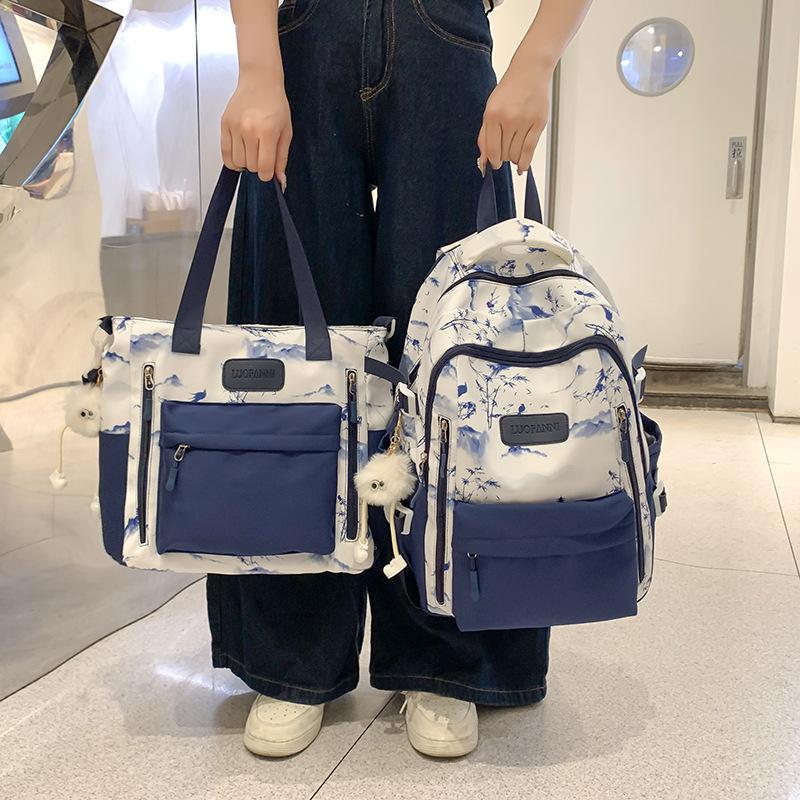 School Bag Junior High School Girls Large Capacity New Lightweight Tie-dye Girls Backpack Campus Commuter High School Student Backpack