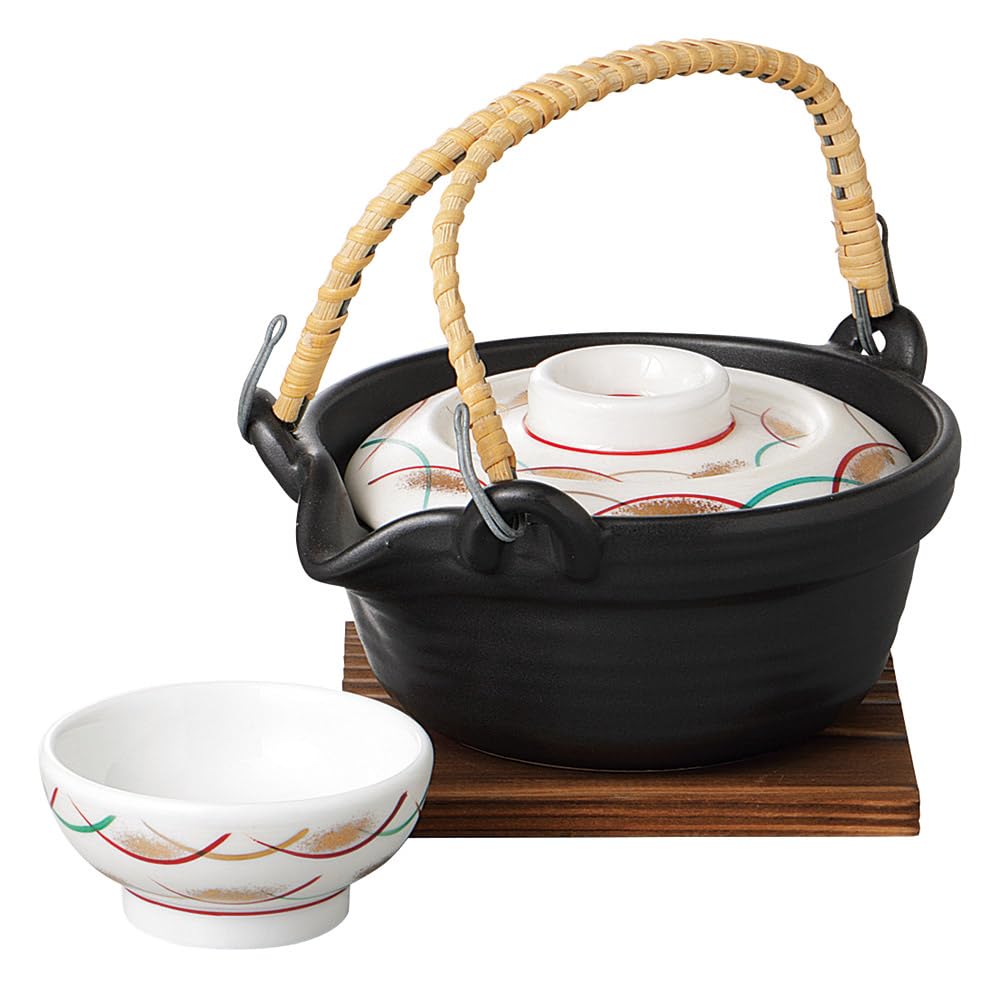 

Ale-net 250cc Earthenware Teapot with Matte Black and Silver Design, Shojaku Mouth, Steamer