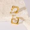 Half Hoop Earrings For Women Gold Color Stainless Steel Hollow Pierce Stud