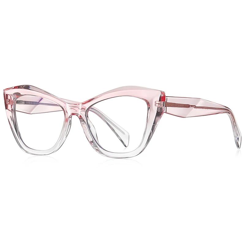 Progressiver Rosa Rahmen Cat-Eye Kurzsichtige Korrektionsbrille Damen Federscharnier Myopie Brille 0 -0.5 -0.75 Bis -6.0