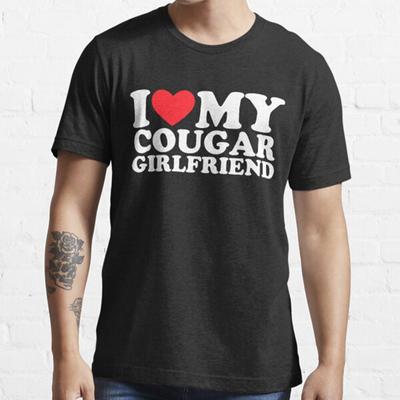 Zomer Heren Mode Casual Shirts Korte Mouwen Ik Hou Van Mijn Cougar Vriendin Zwarte T-shirts Oversized T-shirts
