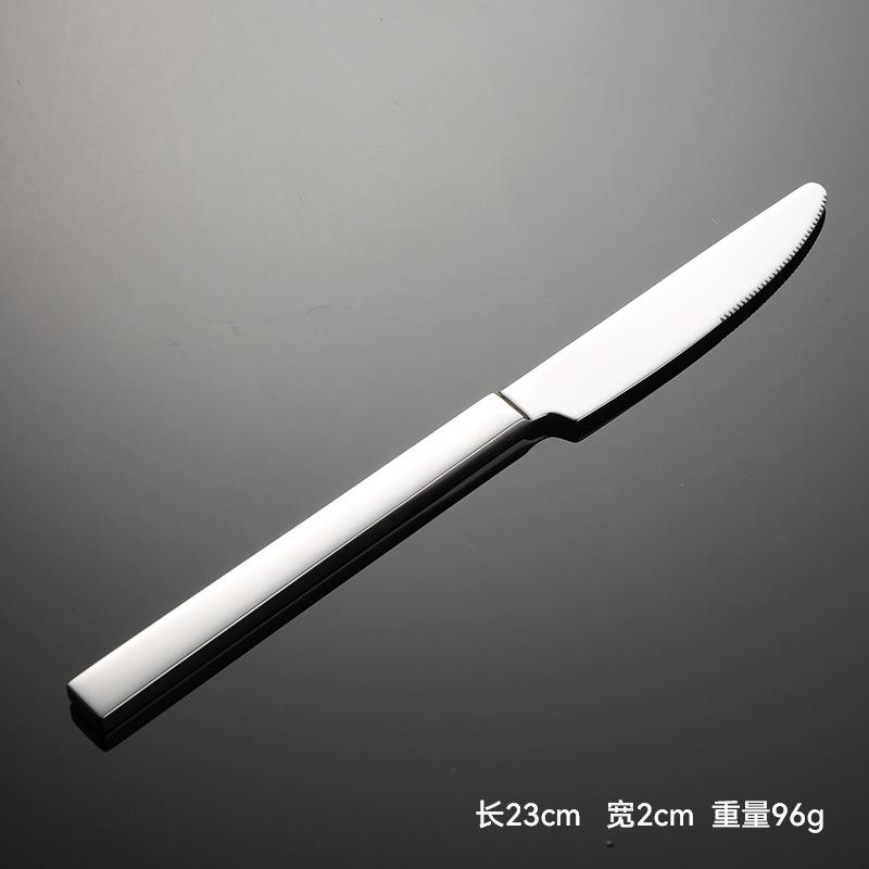 Forged 304 stainless steel thickened square handle western food knife, fork and spoon hotel high-value tableware five main parts
