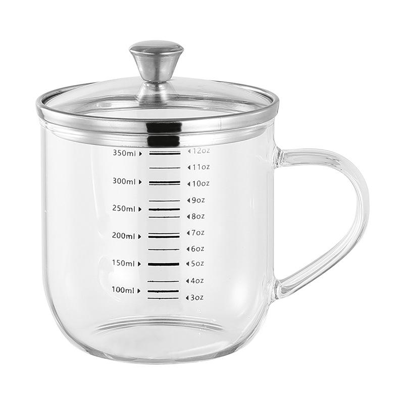 350/550ml High Borosilicate Glass Water Cup Household 304 Stainless Steel with Lid Coffee Cup Breakfast Cup with Scale Drinkware