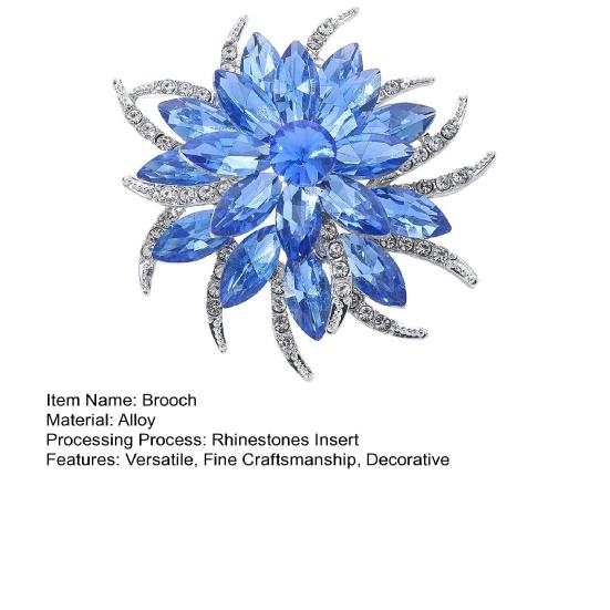Women Flower Badge Shape Sparkling Rhinestones Brooch Clothing Decoration