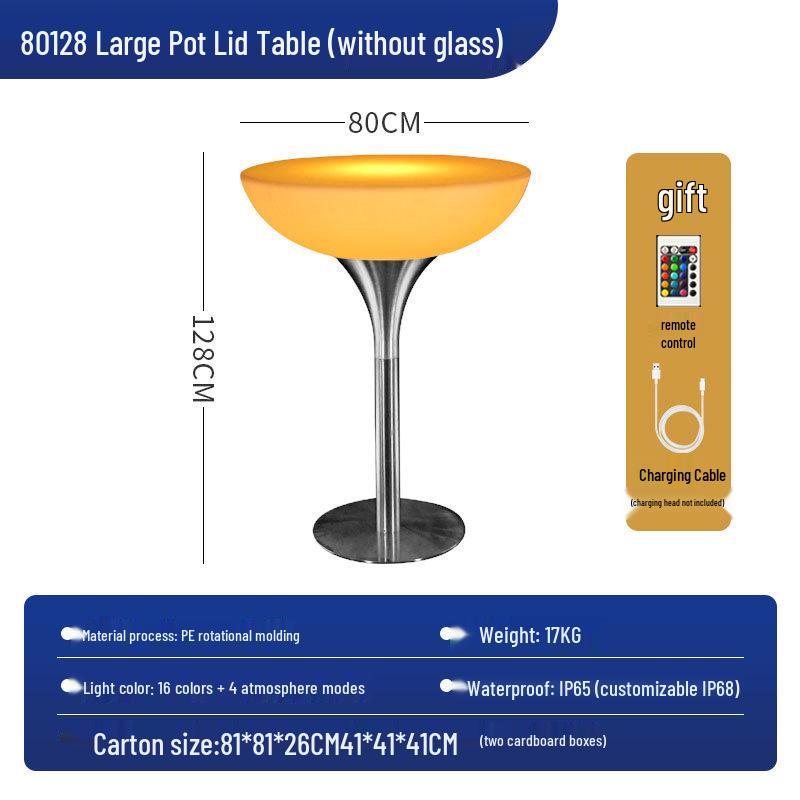 LED Luminous Clear Cocktail Table, High Bar Design for Couples and Outdoor Use