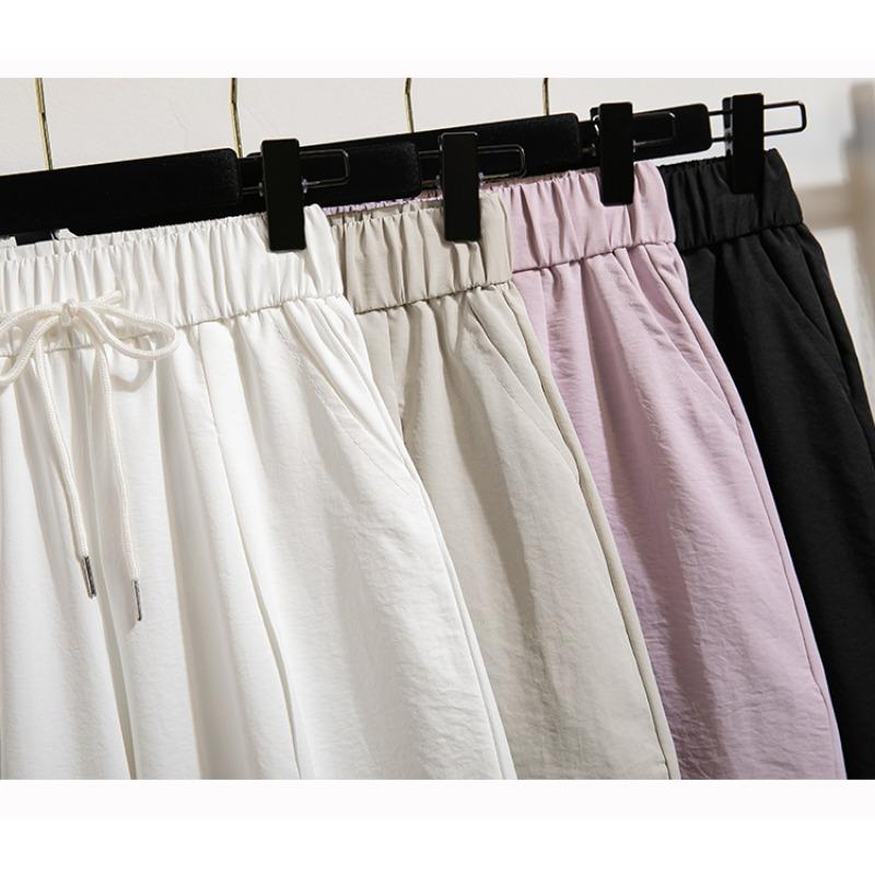 Dimanaf Summer 2025 Plus Size Women High Waist Wide Leg Pants Loose Basic Elastic Harem Pants Casual Long Trousers