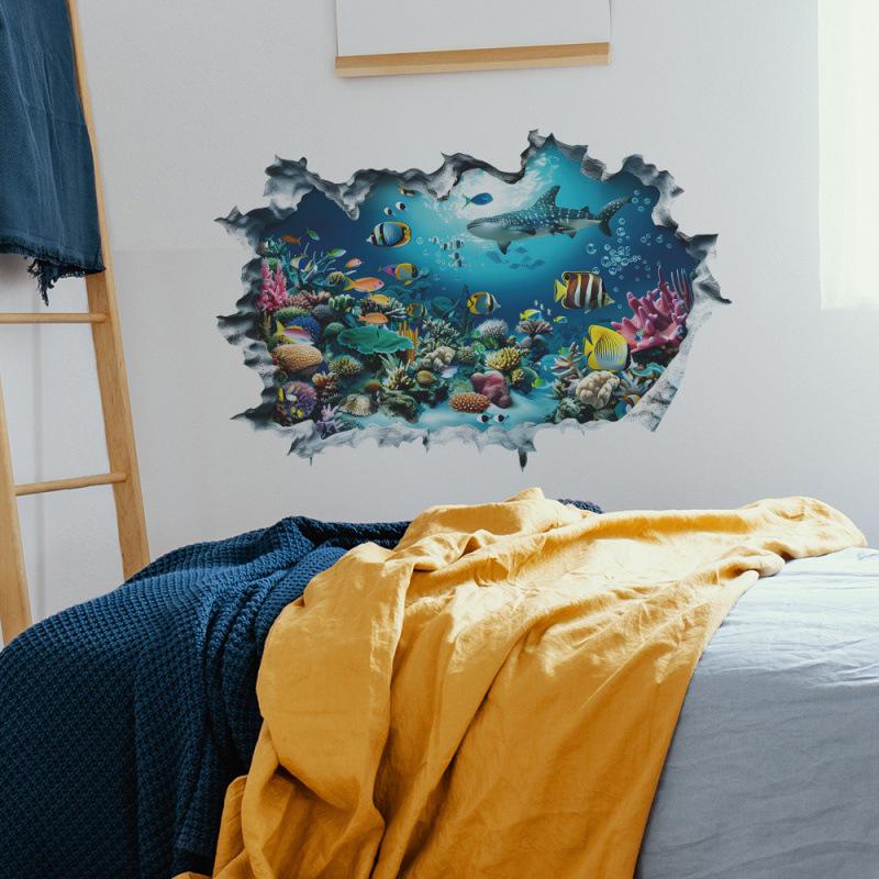 Underwater Shark Wall Stickers for Bedroom, Living Room, or Porch Home Decor
