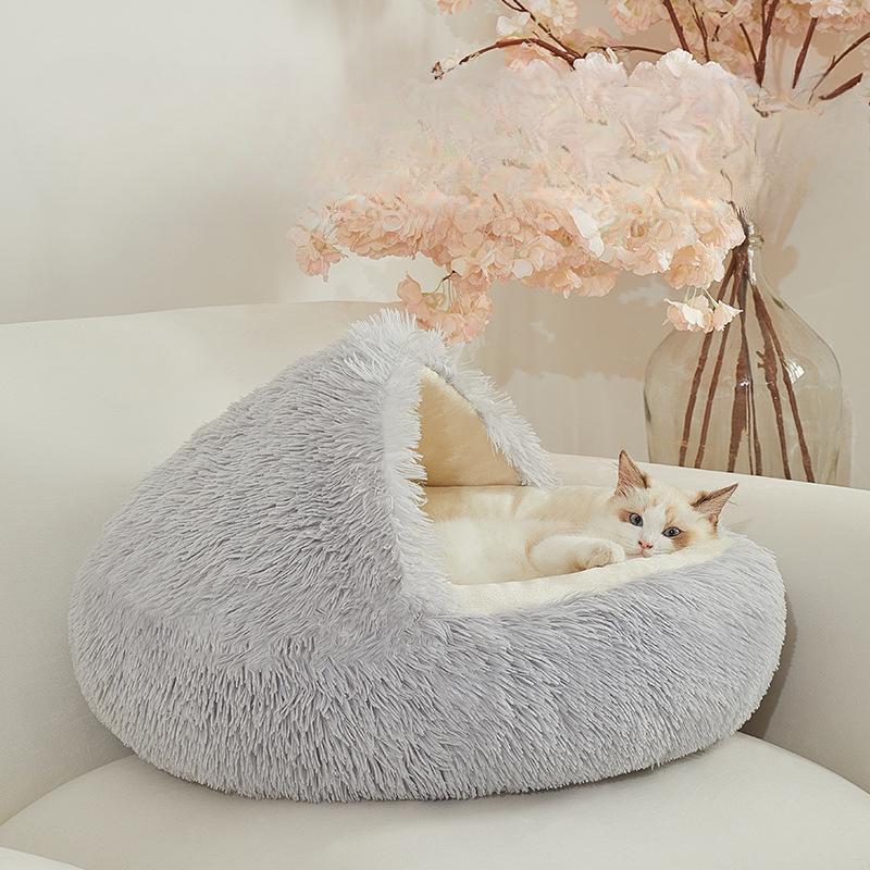 Long-haired Shell Cat Nest Pet Quilt Cat Nest Universal Winter Warm Semi-enclosed Cat Sleeping Supplies