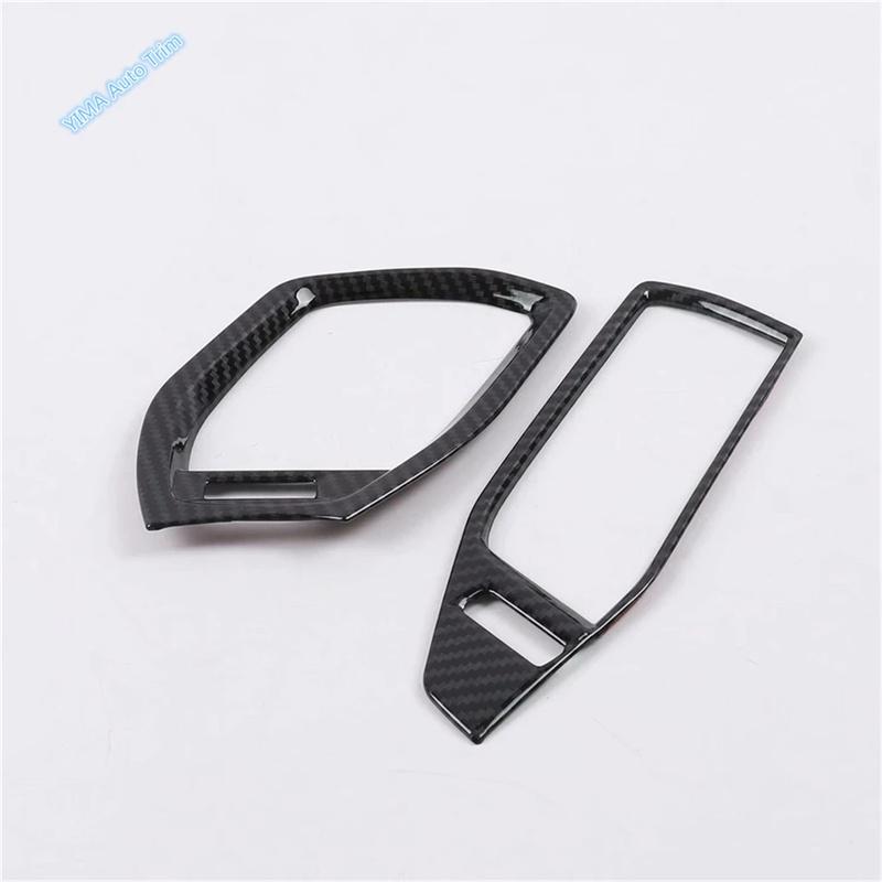 Car Head Lights Switch Button / A Pillar / Steering Wheel Cover Trim Carbon Fiber ABS Accessories For Ford Focus MK4 -