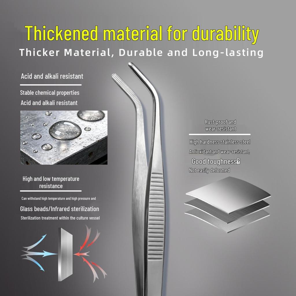 Round Tip Serrated Stainless Steel Tweezers - Thickened & Hardened In Sizes: 12.5/14/16/18/20/25/30CM