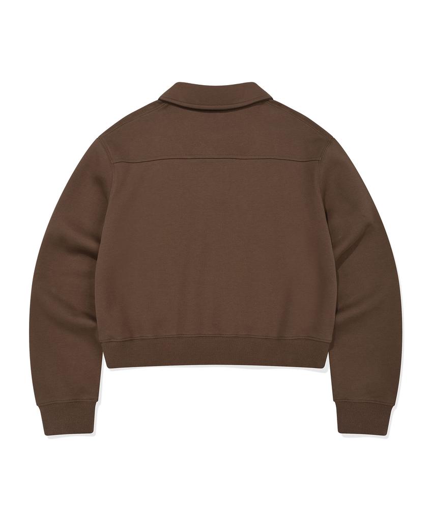 WACKY WILLY Women'S Collared Half Button-Up Sweatshirt Brown