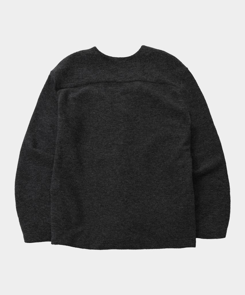 Placestudioman Basic V-Neck Soft Hairy Layered Classic Knit Cardigan Jacket [Charcoal]