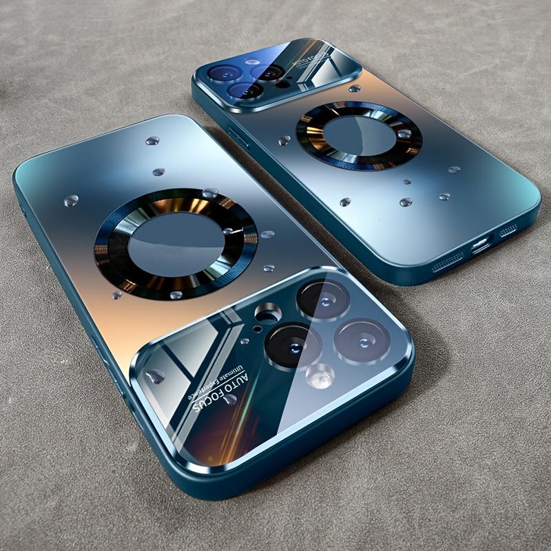 Luxury Titanium-Colored Glass Window Magnetic Wireless Charging Phone Case Cover