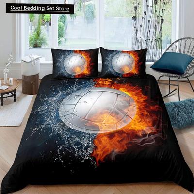 Volleyball Bedding Set Sports King Queen Duvet Cover Boys Girls Ball Theme Fire And Water Comforter Cover Polyester Quilt Cover