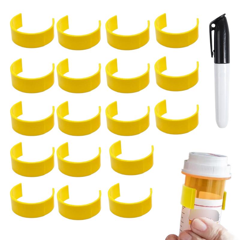 18Pcs/set Pill Bottle Label Clip Set With Marker Pen Easy Medication Identification Mark Clips For Pill Medicine