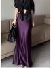 Champagne Satin Fishtail High-End Silk Skirt for Women - Summer 2025