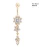 Sexiga kvinnor Blomma Rhinestone Dangle Bar Skivstång Belly Button Ring Body Piercing