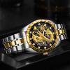 WLISTH Fashion Gold Dragon Watch Men Luxury Stainless Steel Business Casual Quartz Wristatch Date Male Wristwatch