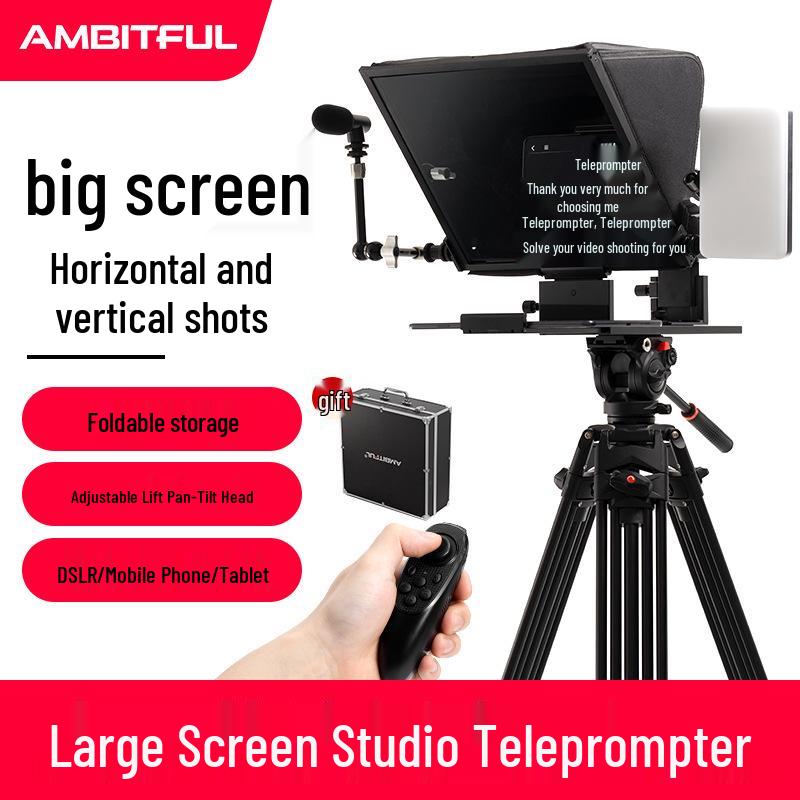 Ambitful T16 Large Screen Teleprompter for DSLR Camera and Mobile Live Broadcast