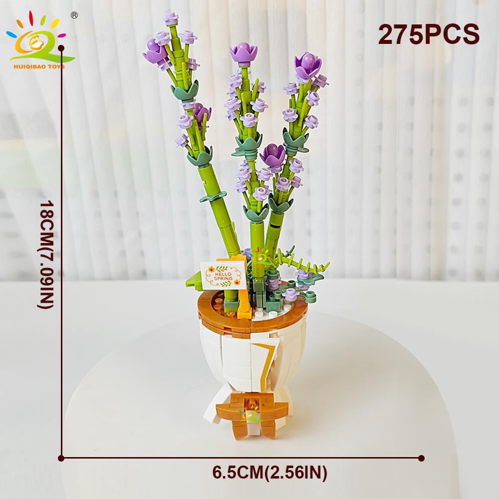 HUIQIBAO MOC Flower Model Micro Building Block DIY Eternal Bouquet Home Desk Desk Plant Decoration Brick Girl Gift Children Toy