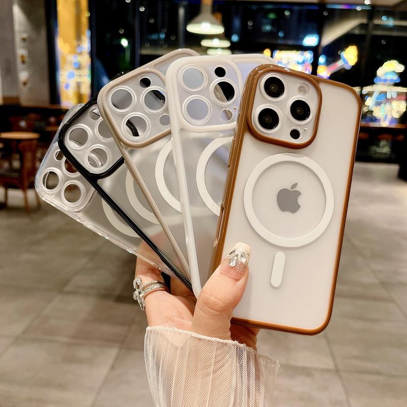 

Для Magsafe Magnetic Wireless Charge Case для iPhone 16 Plus 15 Pro Max 14 Pro Прозрачный противоударный матовый прозрачный мягкий чехол iPhone 16 серый
