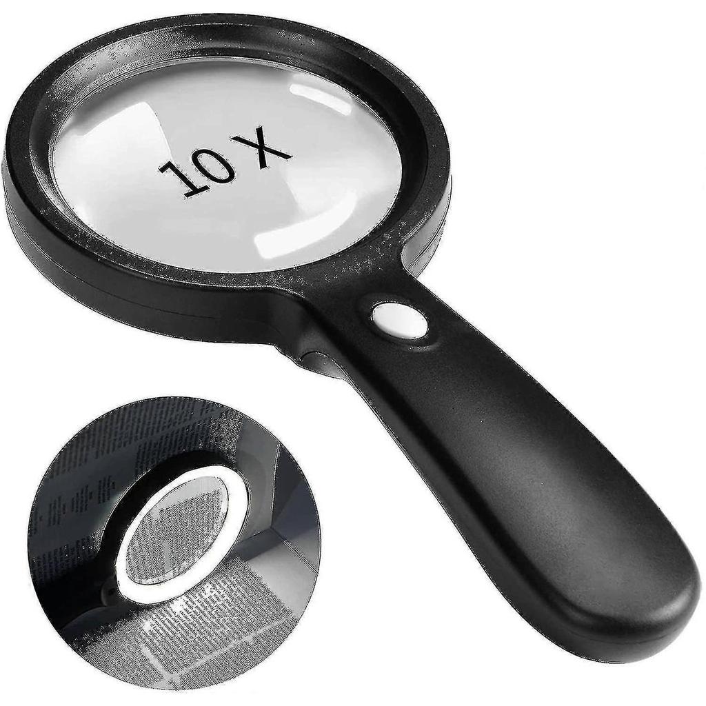 Magnifying Glass With Light, 10x Handheld Large Magnifying Glass 12 Led Less