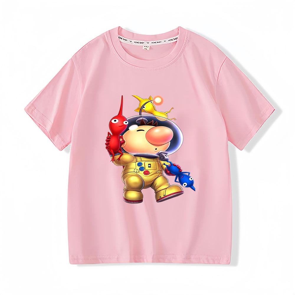100% Cotton Game Pikmin Children's T-Shirt Cartoon Graphic Printing Tees Funny Casual Kids Top Soft O-Neck Short Sleeve Summer