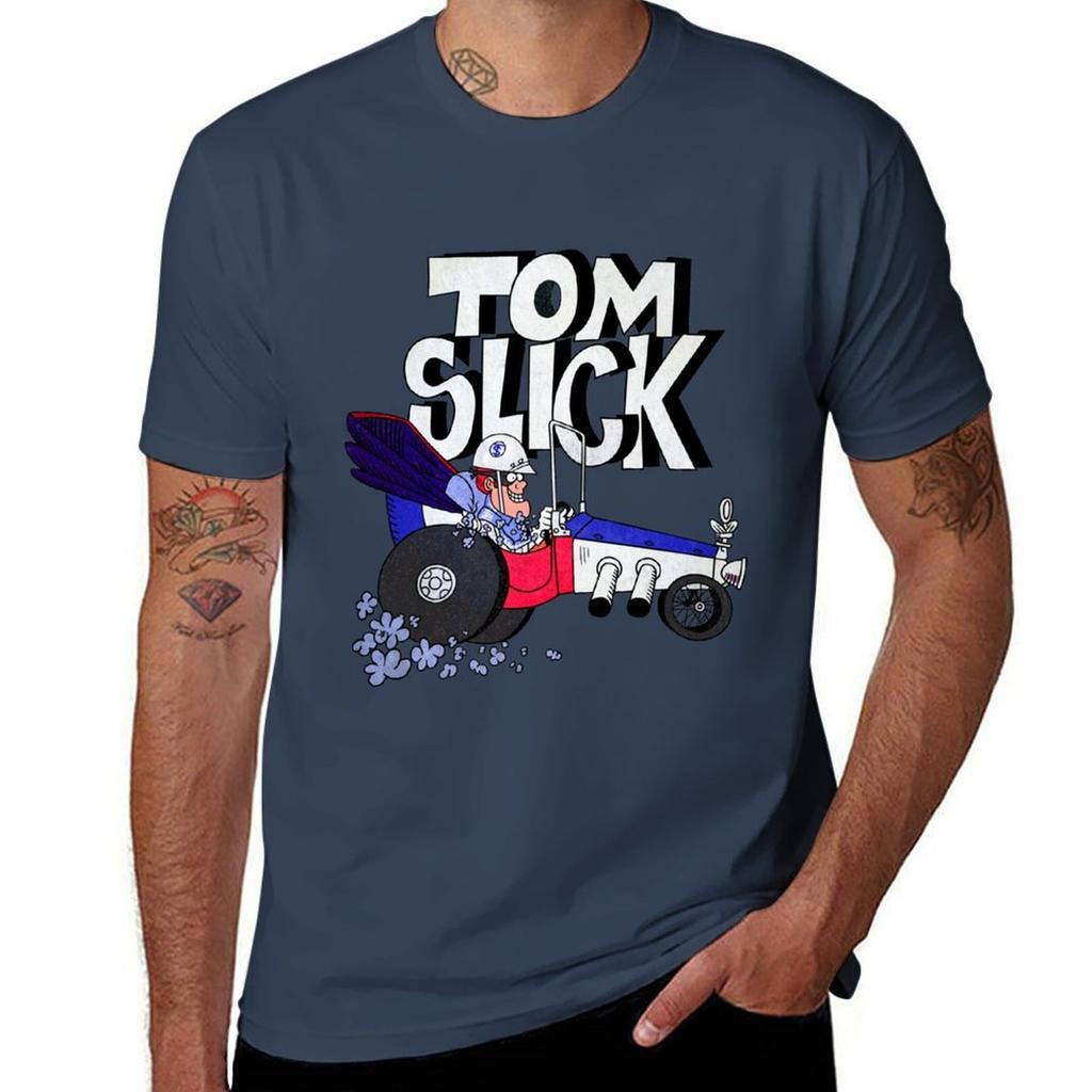 Tribute to Jay Ward Cartoons Tom Slick in the Thunderbolt Grease Slapper with Logotype TShirt