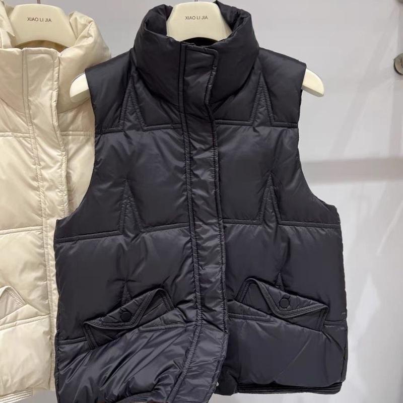 Women's Down Vest Autumn Winter New Style Outerwear White Goose Down Cropped Loose-fit Stylish Thickened Vests