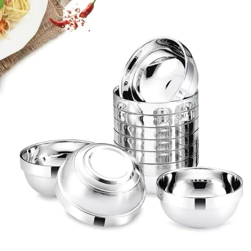 Platinum Gloss Double-Layer Insulated Stainless Steel Children's Bowl for Rice, Soup, or Cold Noodles