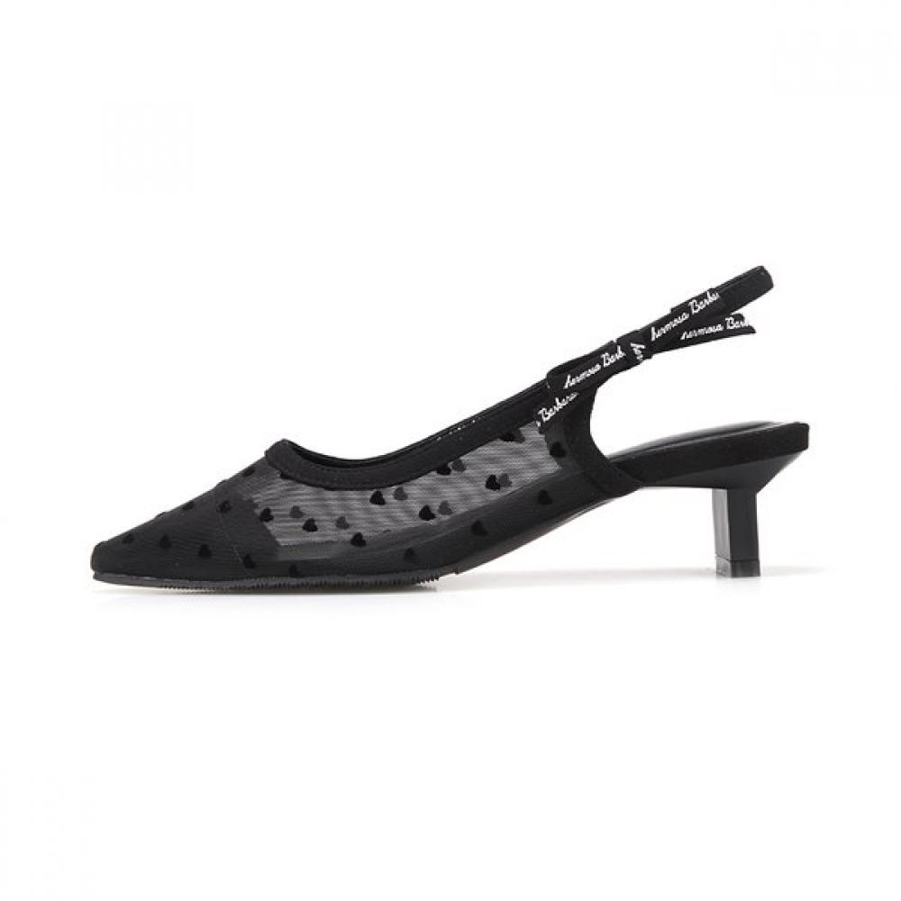 BARBARA Sheer Heart Dot Mesh Slingback Sandals 4cm 2colors Blj160