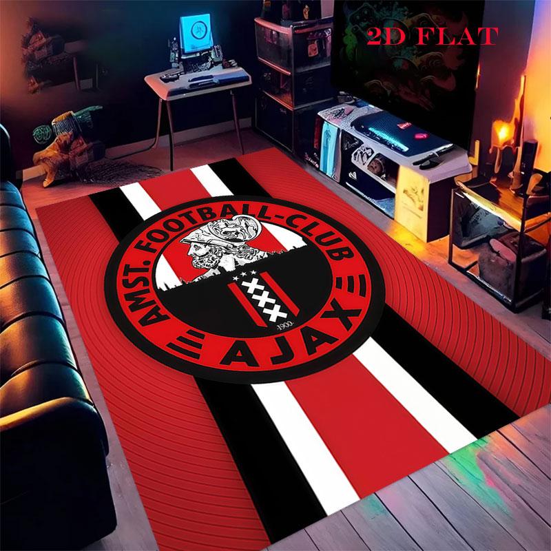 Tappeto AFC Ajax per Soggiorno Camera da Letto Casa Decorazione Divano, Tappetino Antiscivolo per Giochi Bambini