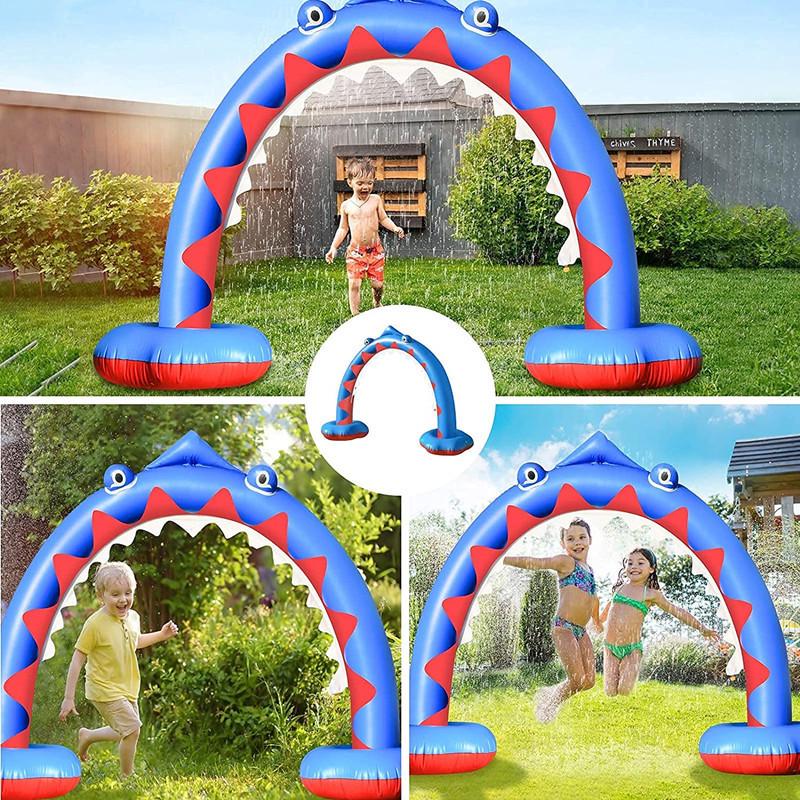Inflatable Rainbow Bridge Shark Cloud Sprinkler Toy for Kids' Water Play