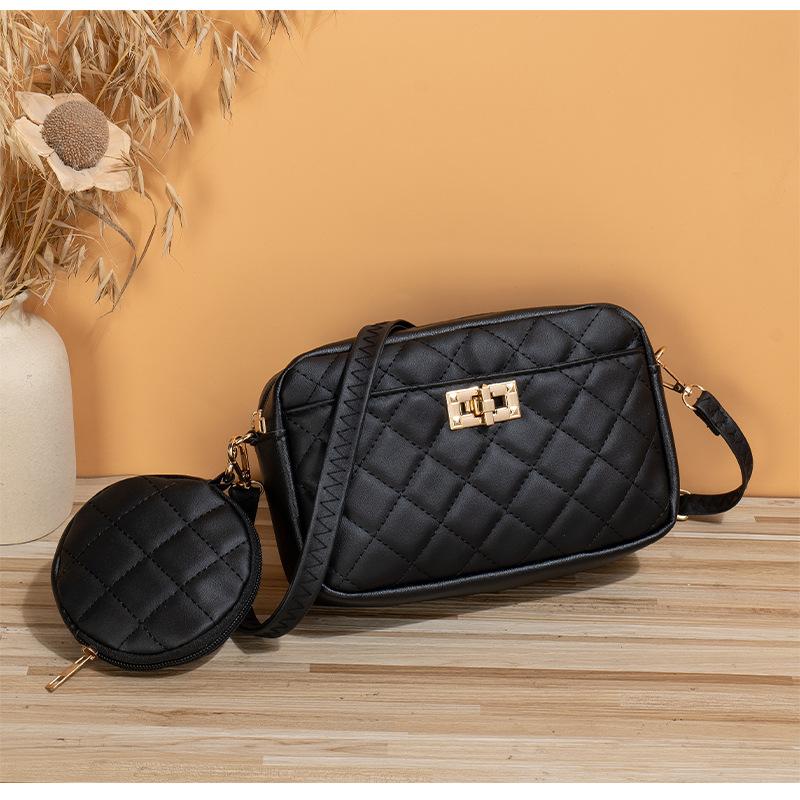 Xiaoxiang Style Bag Two Piece Set New Diamond Crossbody Bag Women's Storage Bag Simple Large Capacity Makeup Bag