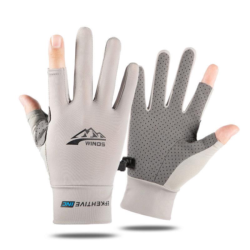 Ice Silk Sun Protection Unisex Two-Fingerless Non-Slip Half-Finger Gloves for Summer Driving, Cycling, and Fishing