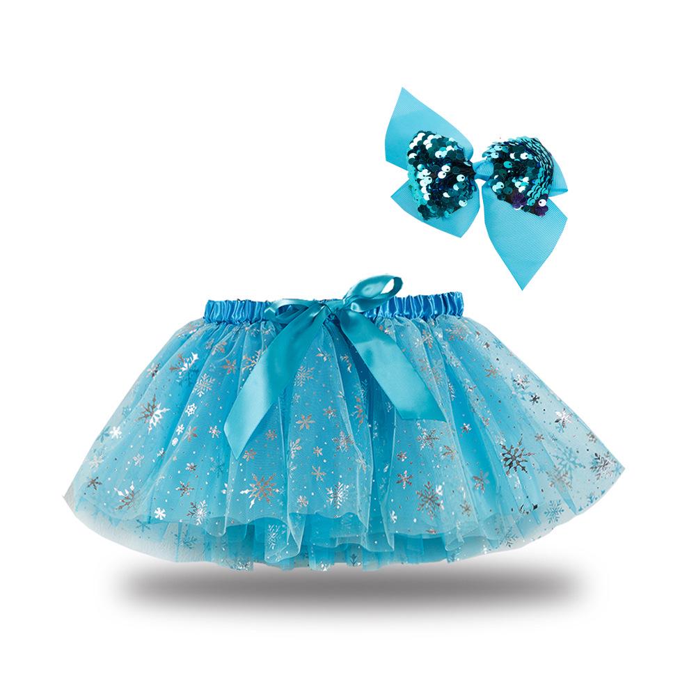 Girls' Star and Moon Mesh Tutu Skirt Set with Bow Hair Clips
