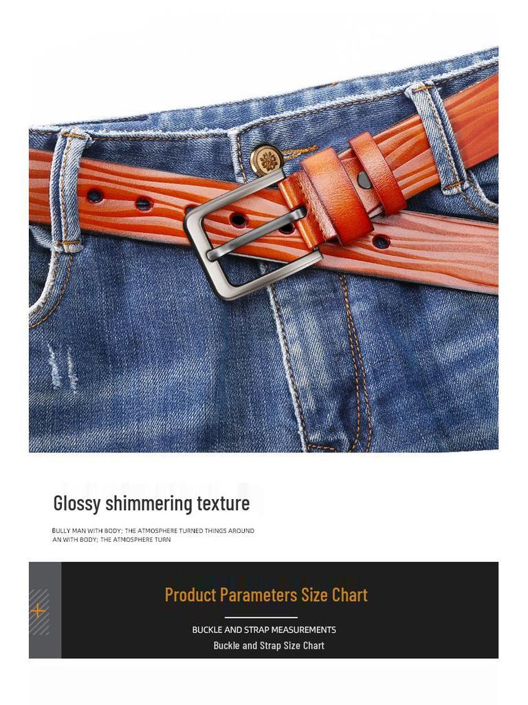 Men's Fashionable Genuine Leather Pin Buckle Belt - Versatile Cowhide Jeans Accessory