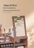 Large Wooden Cosmetic Storage Box with Mirror: Multifunctional Skincare and Lipstick Holder