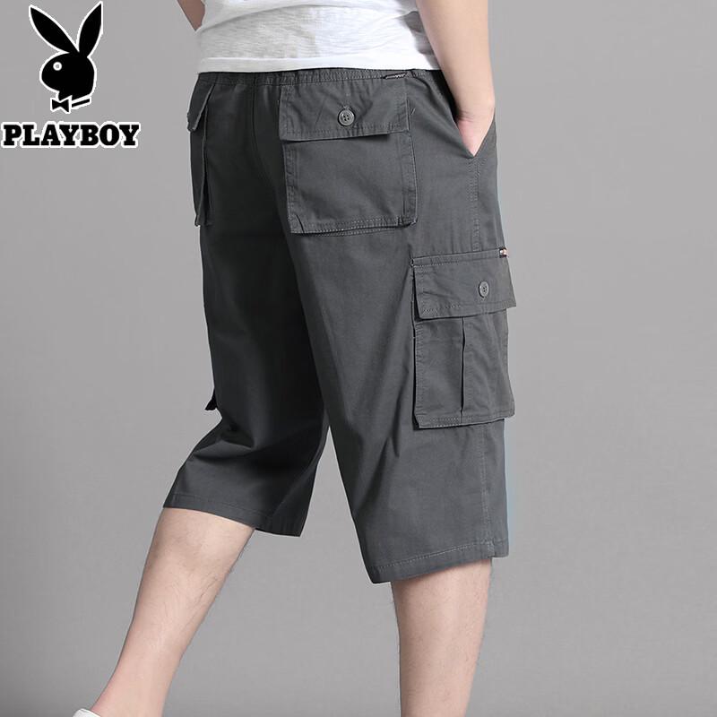PLAYBOY Men s Plus Size Cotton Summer Cargo Capri Pants 6XL (fits 203-231 lbs)