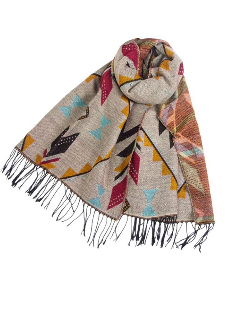Women Retro Print Knitted Scarf Headscarf Elegant Lady Casual Tassel Warm Scarve Mujer Foulard Long Wrap Shawl Winter New